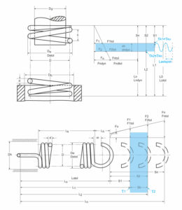Mola de compressão do diagrama de vibração e mola de tensão